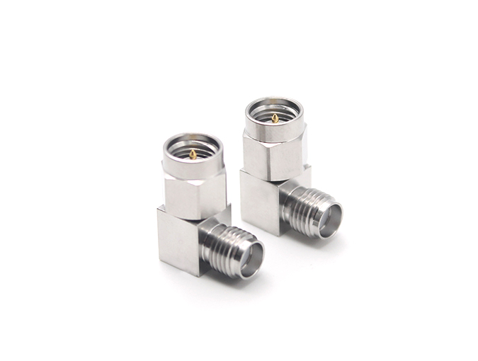 SMA Male to SMA Female Right Angle Stainless Steel RF Adapter