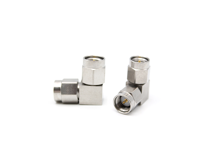 RF Adapter Stainless Steel SMA Male to Male Right Angle
