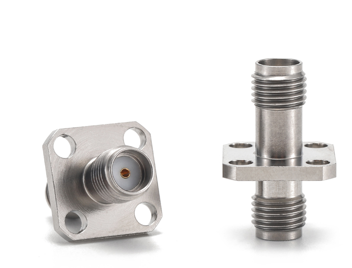 Precision Adapter SMA Female to Female  4 holes Flange Stainless Steel Frequency up to 26.5GHz