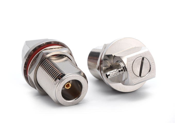 Series N female bulkhead right angle RF Coax Connector for RG 316 Cable crimp