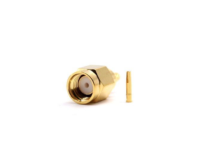 Reverse Polarity SMA Male Straight Connector for RG174 Cable Crimp